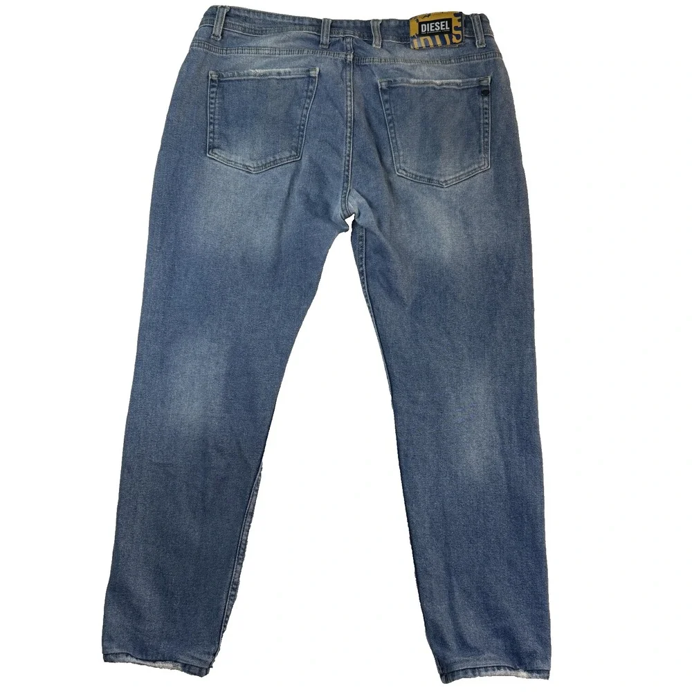 Diesel Jeans Men 36 Blue Straight Distressed Rip Denim Streetwear Made In Italy